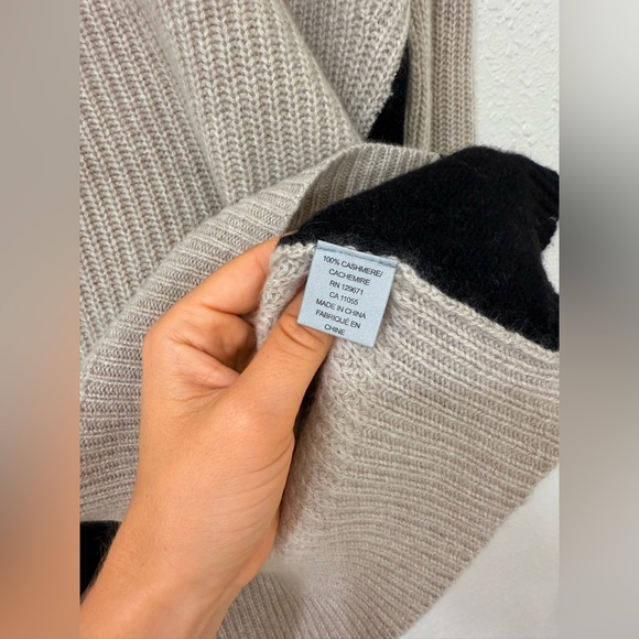 NWT 360 Cashmere M color block knit 100% cashmere sweater - Picture 5 of 10
